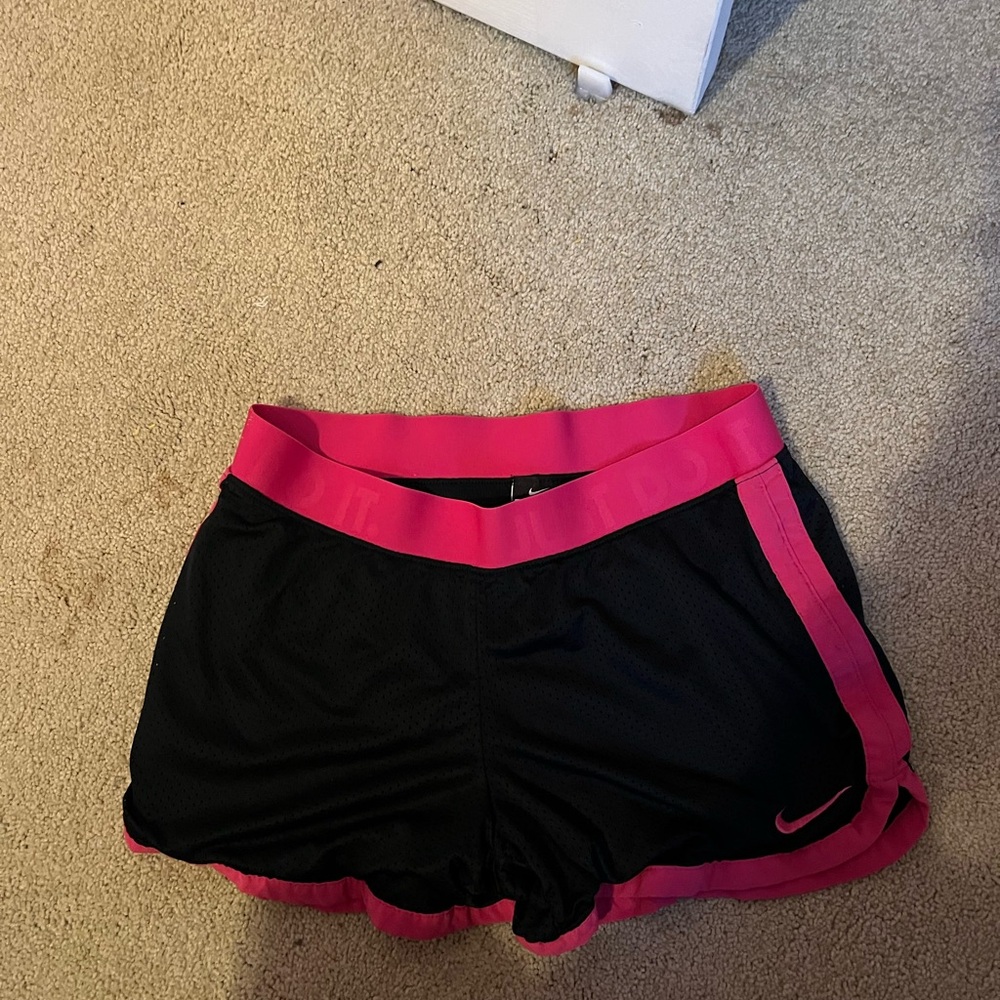 Nike Women's Black and Pink Running Shorts